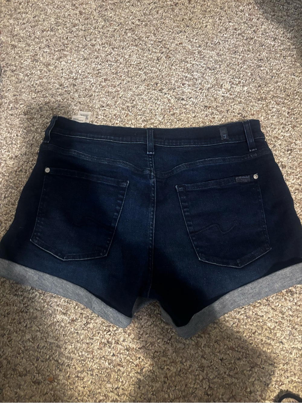 7 for Mankind Dark Wash Women's Denim Roll-Cuff Shorts - Picture 3 of 5